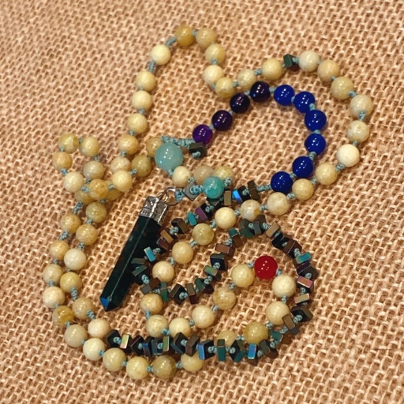 Yellow Jade and bloodstone charm Necklace - Picture 7 of 7